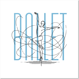 Ballet Male dancer - Black one line art Posters and Art